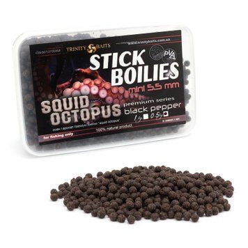 Стік-міні бойли 5,5мм Squid octopus - black pepper 500г 01962 фото