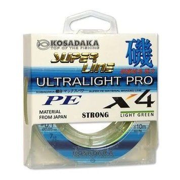 Шнур плетений Kosadaka Pe Ultralight Pro X4,110м,&Oslash;0.05мм,3.2кг,7lb Light Green 2256 фото