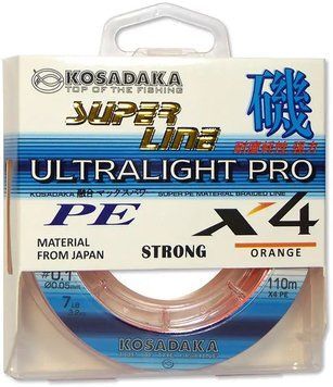 Шнур плетений Kosadaka Pe Ultralight Pro X4  110м  &Oslash;0.08мм  4.9кг 11lb Orange 2257 фото