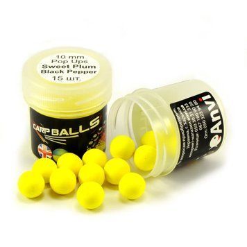 Бойли CarpBalls Pop Ups 15шт Sweet Plum&Black Pepper (солодка слива-чорний перець), 10mm 2003 фото