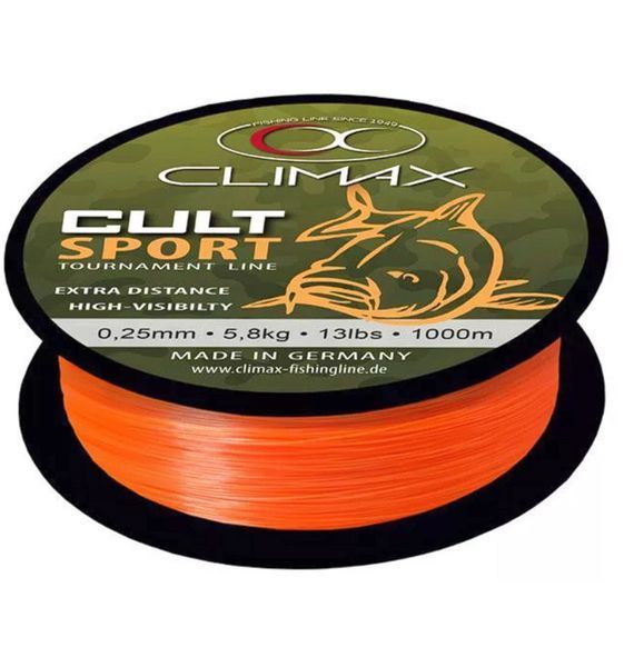 Волосінь CLIMAX CULT CARP SPORT orange 0,30 mm 8,3 kg 1000m (світиться під ультрафіолетом) 38107 фото